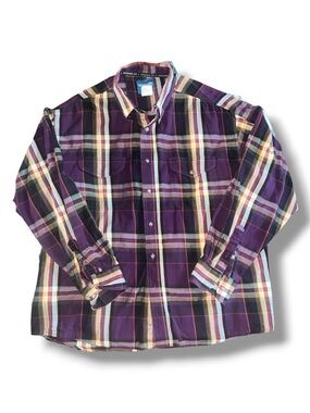 Wrangler Purple Plaid Button-Down Western Shirt